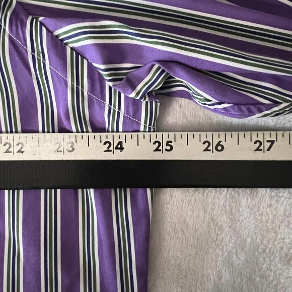 Polo by Ralph Lauren Shirt Mens 17.5 Purple Striped Long Sleeve Button Up Regent - Picture 6 of 8